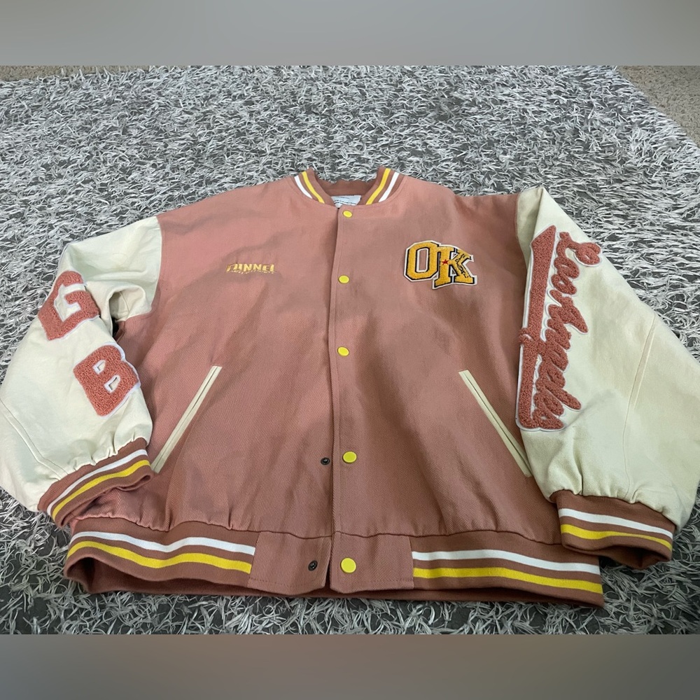 Brown and White Varsity Jacket